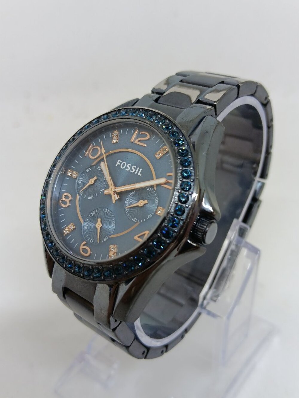 Fossil ES4294 Women’s 37mm Crystal Accent Multifunction S/Steel Watch NEW BATT